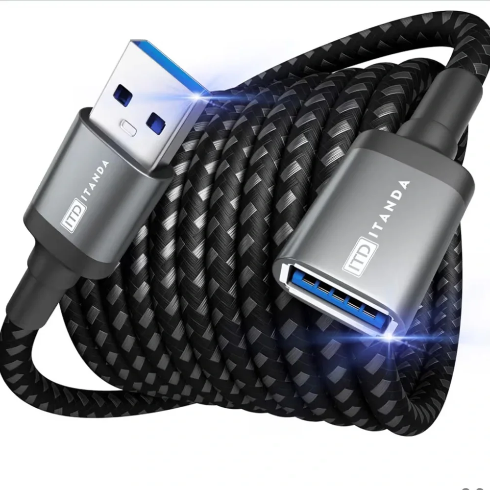 Black USB Extension Cable